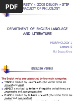 University Goce Delcev Stip Faculty of Philology: Department of English Language and Literature