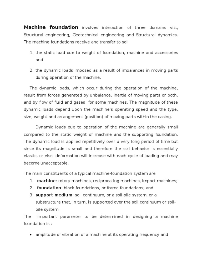 Shridevi Types of Machine Foundation PDF Deep Foundation