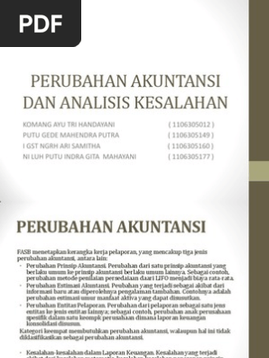 Perubahan Akuntansi Dan Analisis Kesalahan