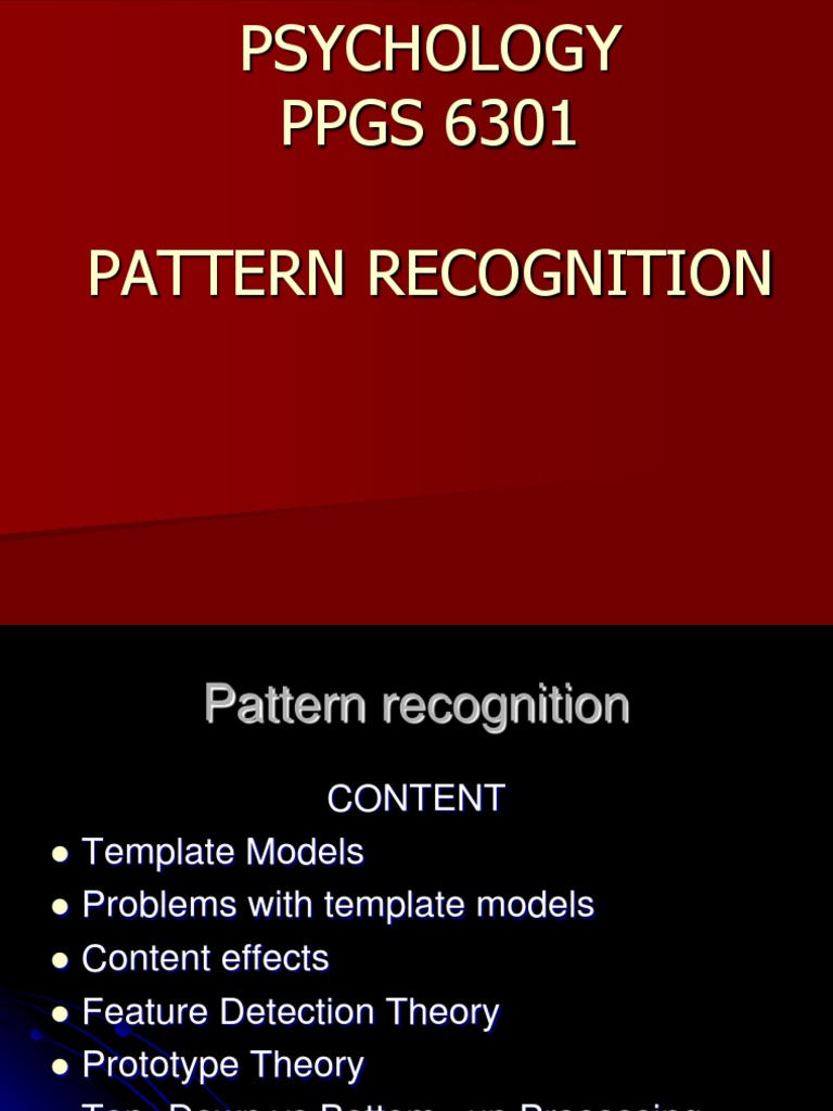 Pattern Recognition Presentation PDF Pattern Recognition Memory