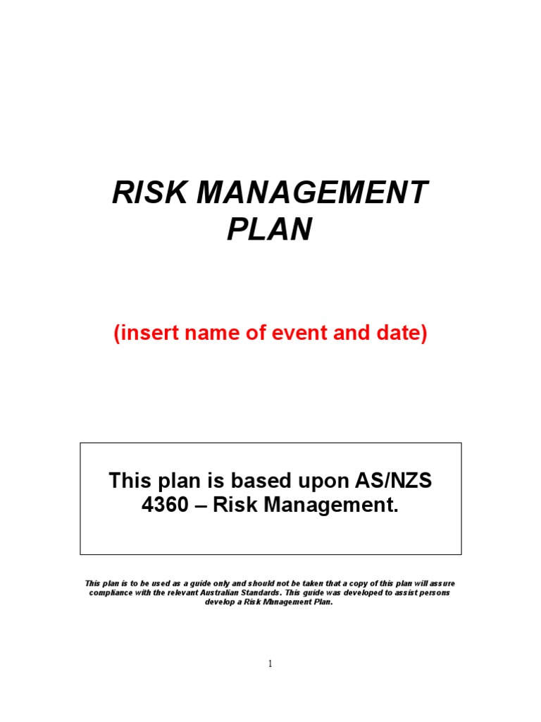 Event Risk Management Plan Template | PDF | Risk Management | Risk