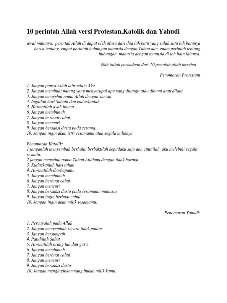 10 Perintah Allah Versi Protestan Pdf
