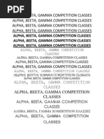 Alpha, Beeta, Gamma Competition Classes Alpha, Beeta, Gamma Competition Classes