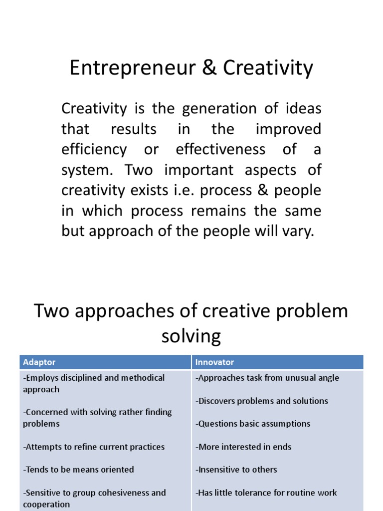 Enhancing Entrepreneurial Creativity Techniques | PDF | Career & Growth