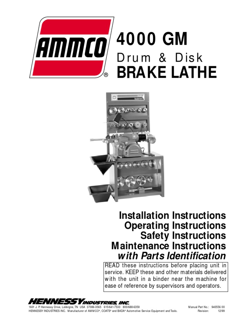 Ammco 4000gm Operation Manual