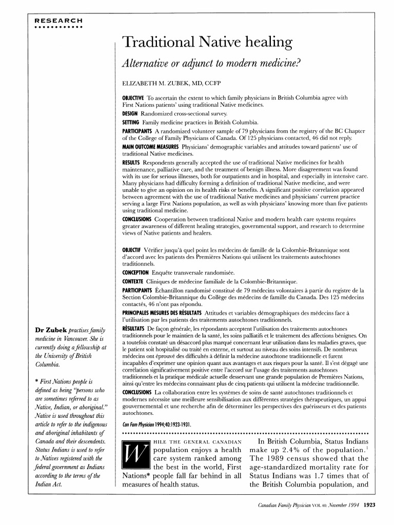 Physicians' Views on Native Healing | PDF | Alternative Medicine ...