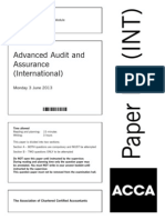 Advanced Audit and Assurance (International) : Monday 3 June 2013