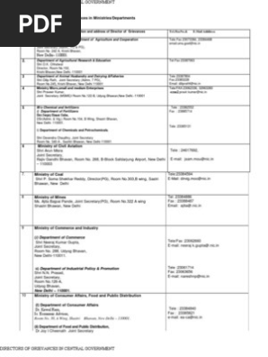 List Of Directors Of Public Grievances In India New Delhi