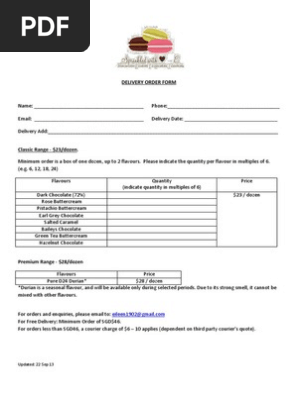 Delivery Order Form (Sprinkledwithlovee)