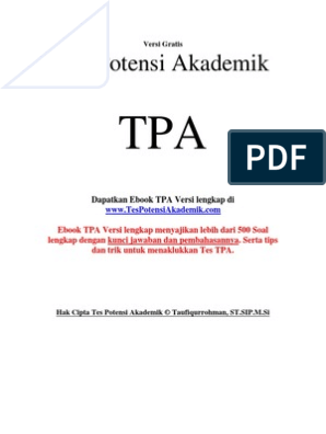 Free Download Soal Tes Potensi Akademik Pdf Jawabanku Id