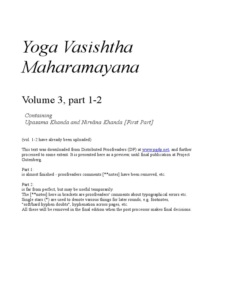 Yoga Vasishtha Maharamayana Vol 3 PDF Nous Soul