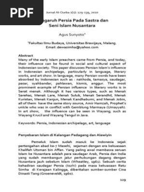 6 Pengaruh Persia Pada Sastra Dan Seni Islam Nusantara1 Pdf