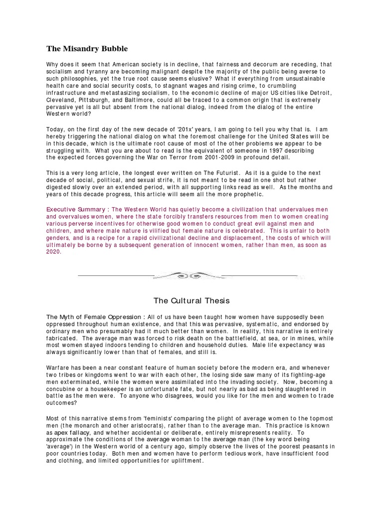 The Misandry Bubble | Misandry | Marriage