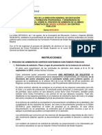 Instrucciones de La Dirección General de Educación Sobre El Proceso de Admisión de Alumnos en Ciclos Formativos de Grado Superior 2013 - 2014