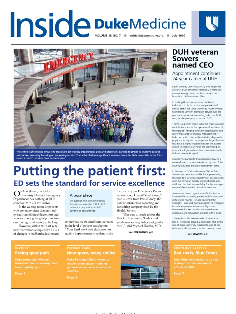 Inside Duke Medicine July 2009 Vol 18 No 7 Nursing