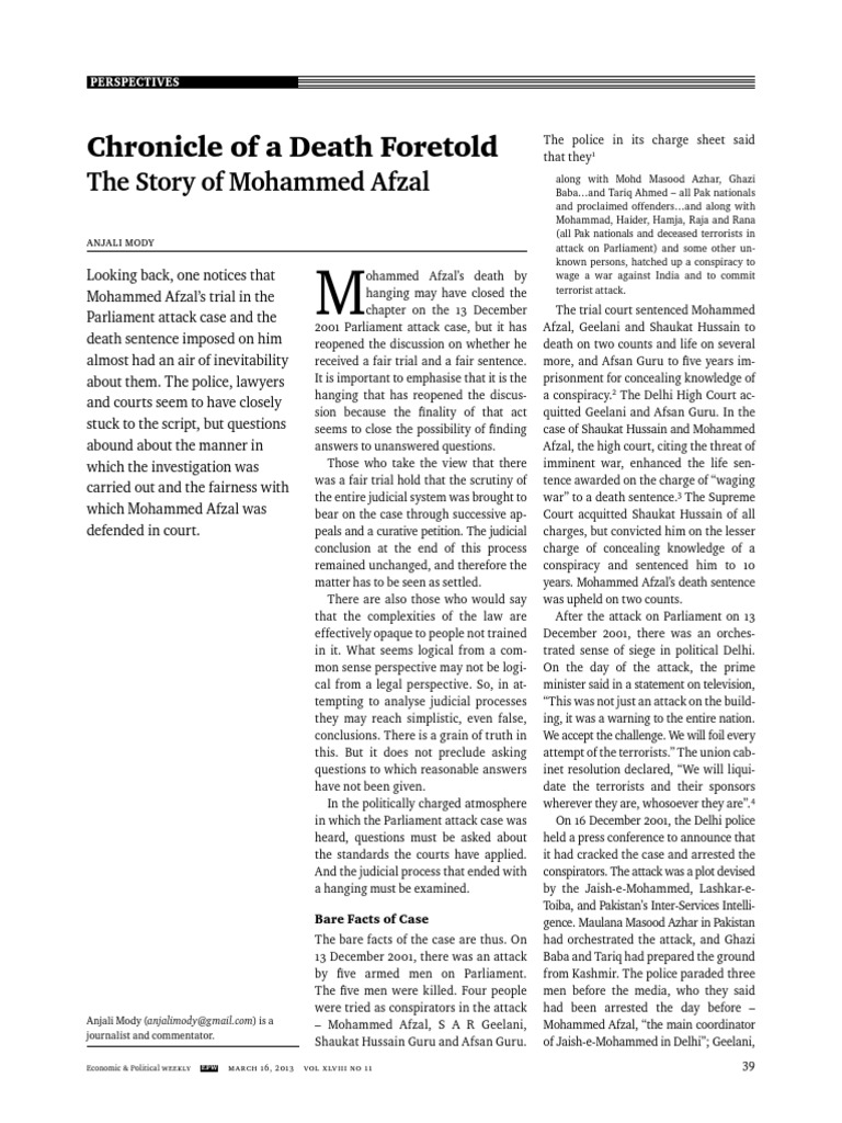 Chronicle of A Death Foretold | PDF | Public Law | Justice
