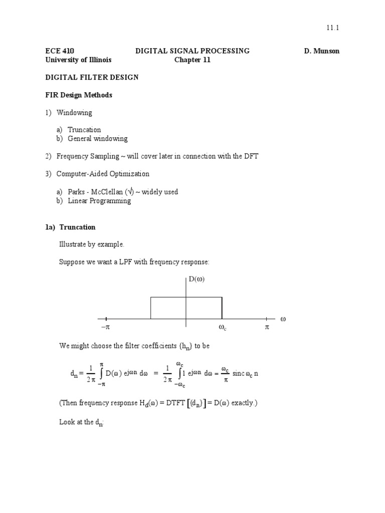 ECE 410 Digital Signal Processing D. Munson University of Illinois