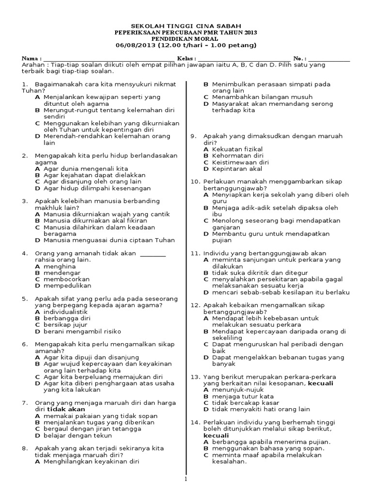 Pendidikan Moral Tingkatan 3 Pdf