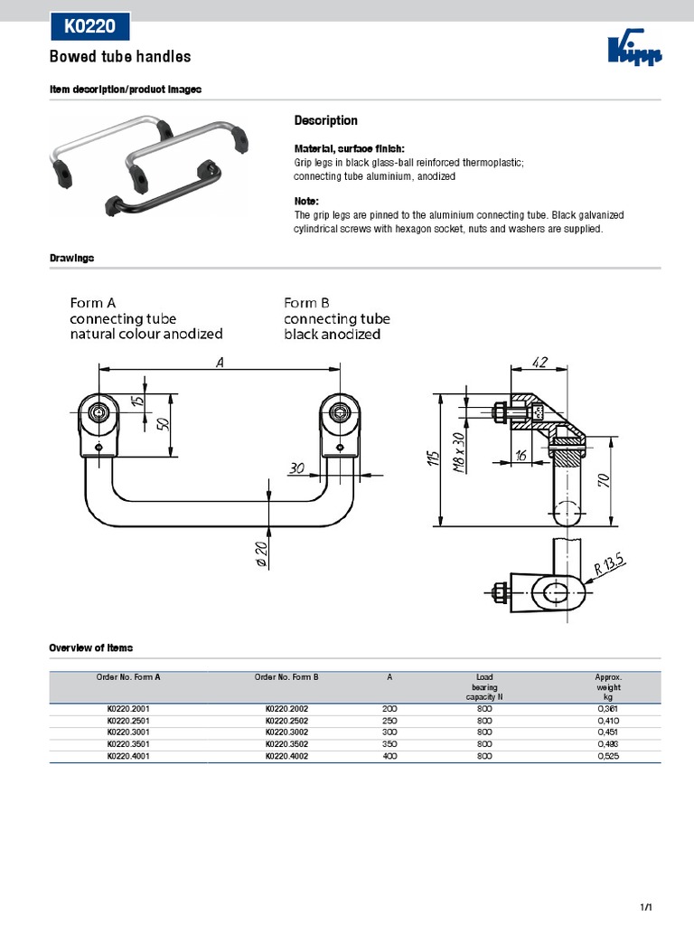 Bowed Tube Handles Specifications | PDF