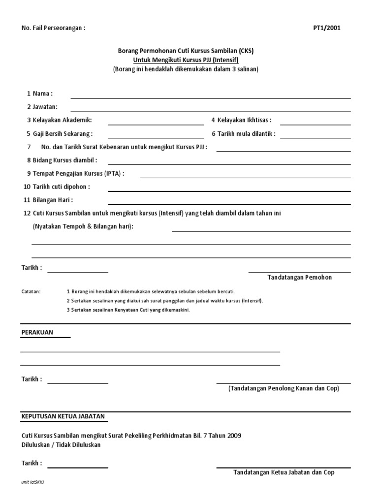 Borang Cks Pjj Pdf