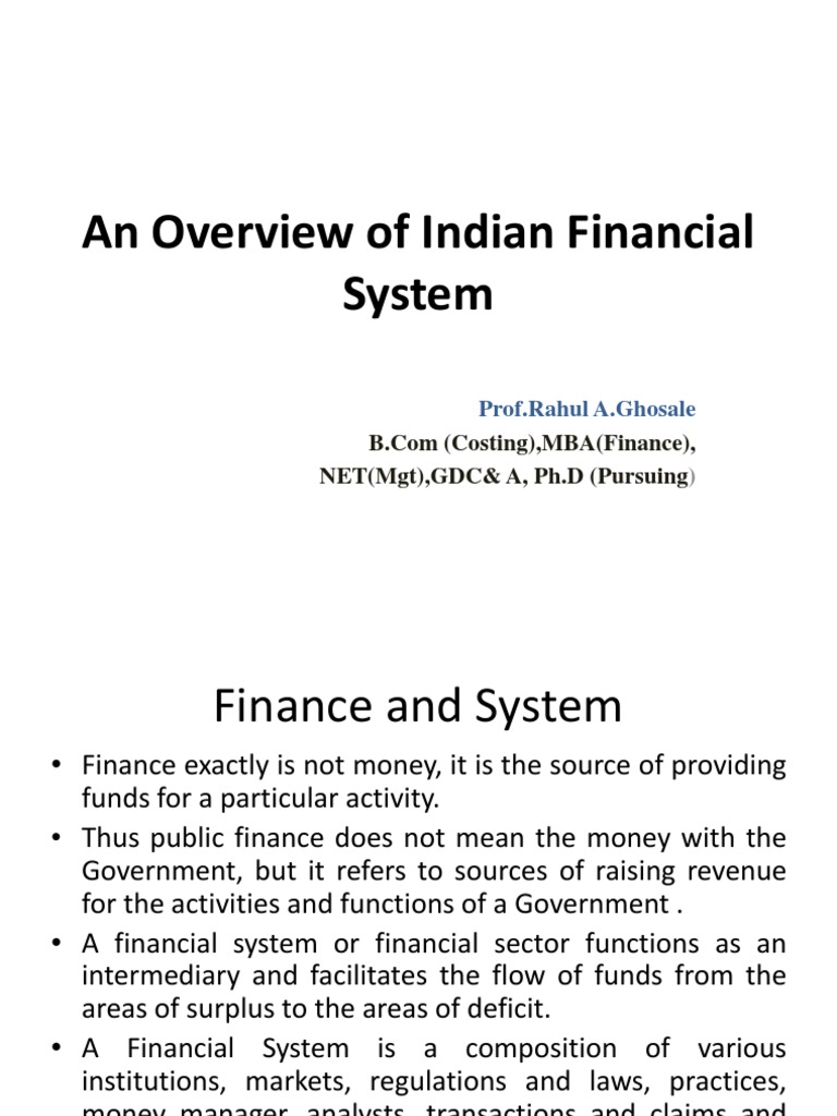 Overview of Indian Financial System | PDF | Financial Markets ...
