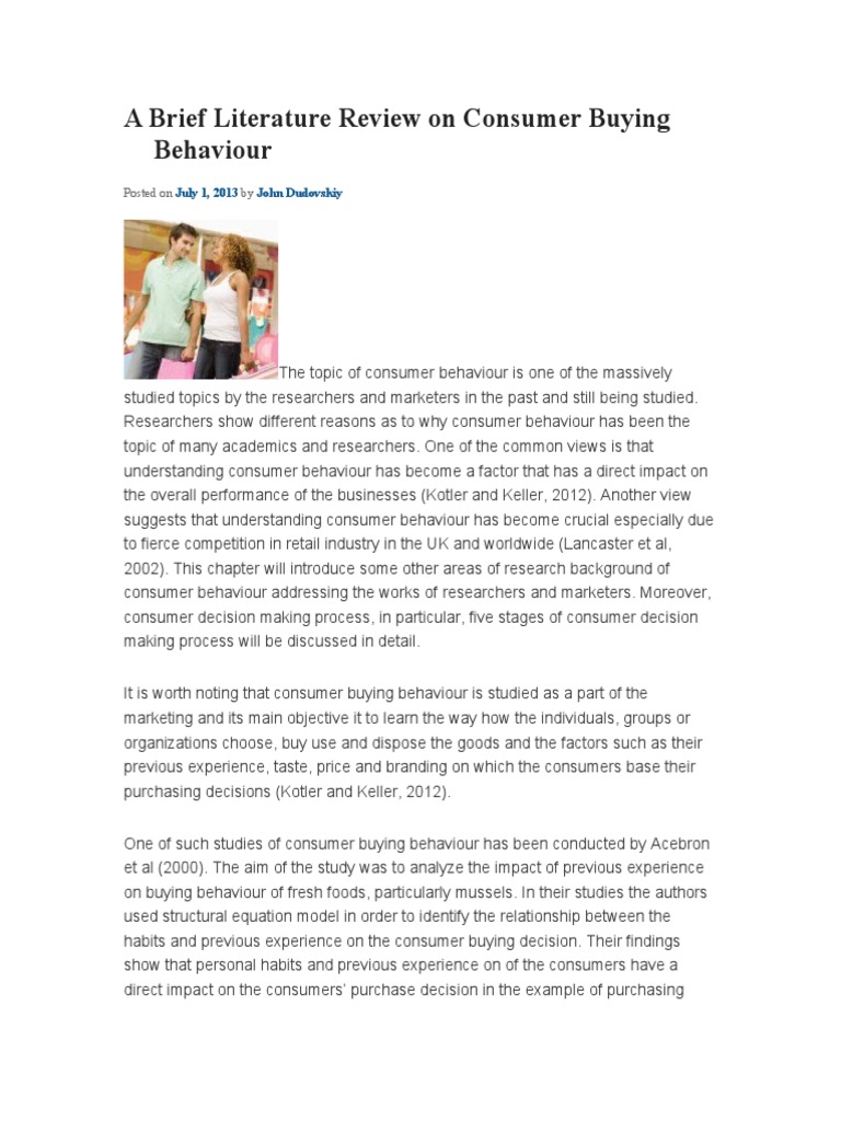 Literature Review On Consumer Behavior
