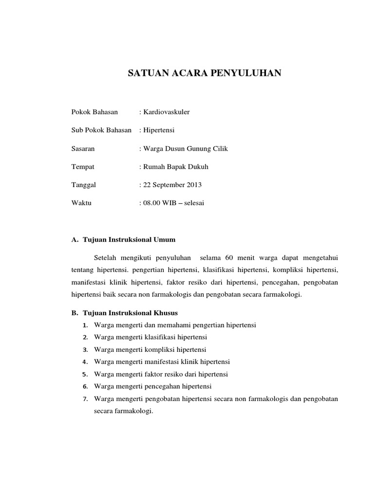 Sap Satuan Acara Penyuluhan Repository Um Jember