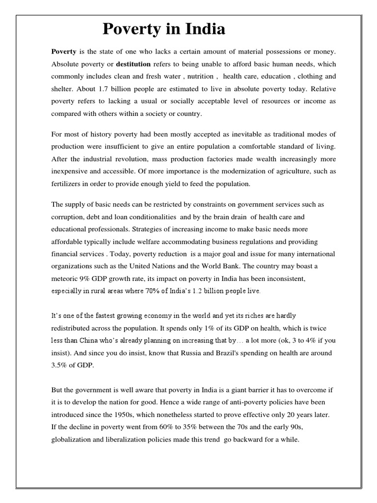 Understanding Poverty in India | PDF | Poverty Threshold | Poverty