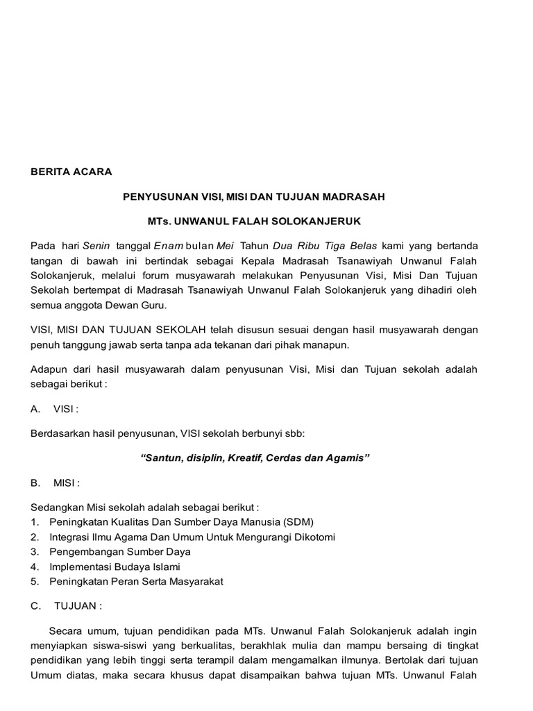 440 Contoh Undangan Rapat Penyusunan Visi Misi Sekolah Gratis Terbaik