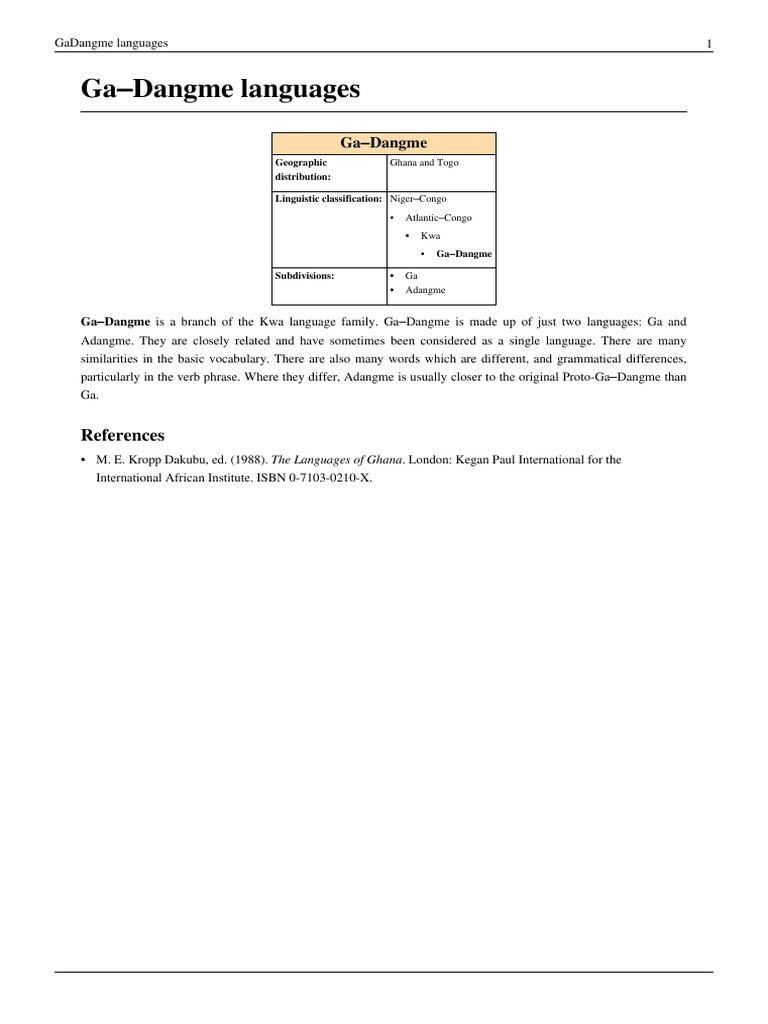 Ga-Dangme Languages | PDF
