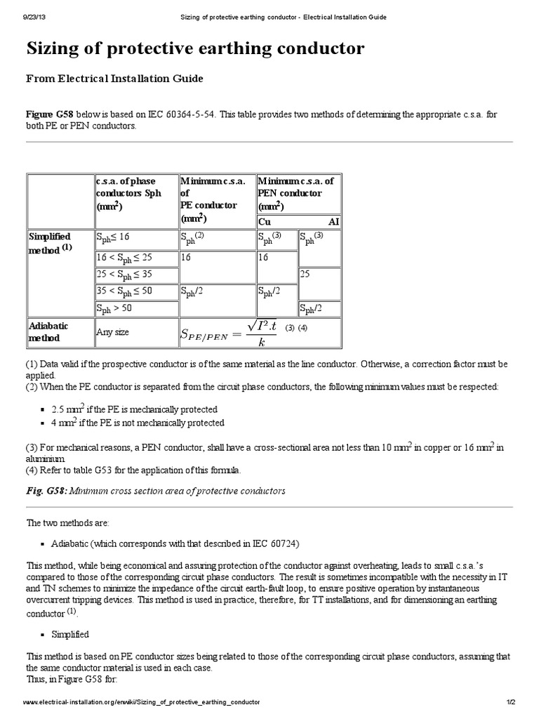 IEC 60364 Earthing Conductor Sizing | PDF | Electrical Conductor ...