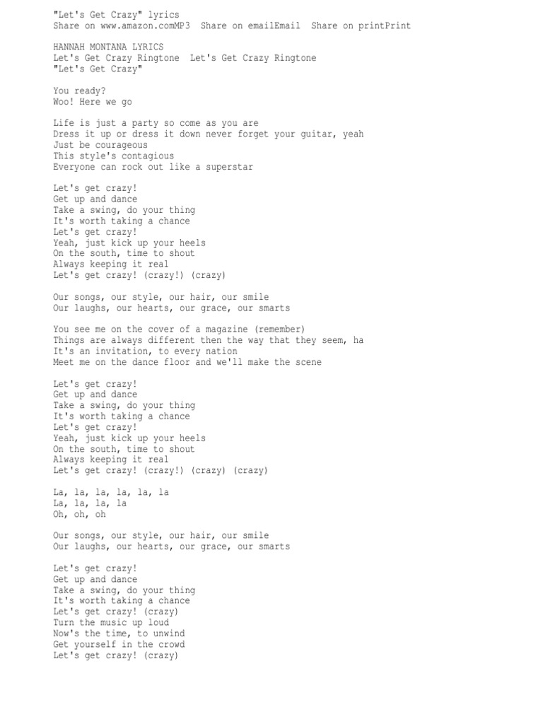Lets Get Crazy Singles American Pop Songs
