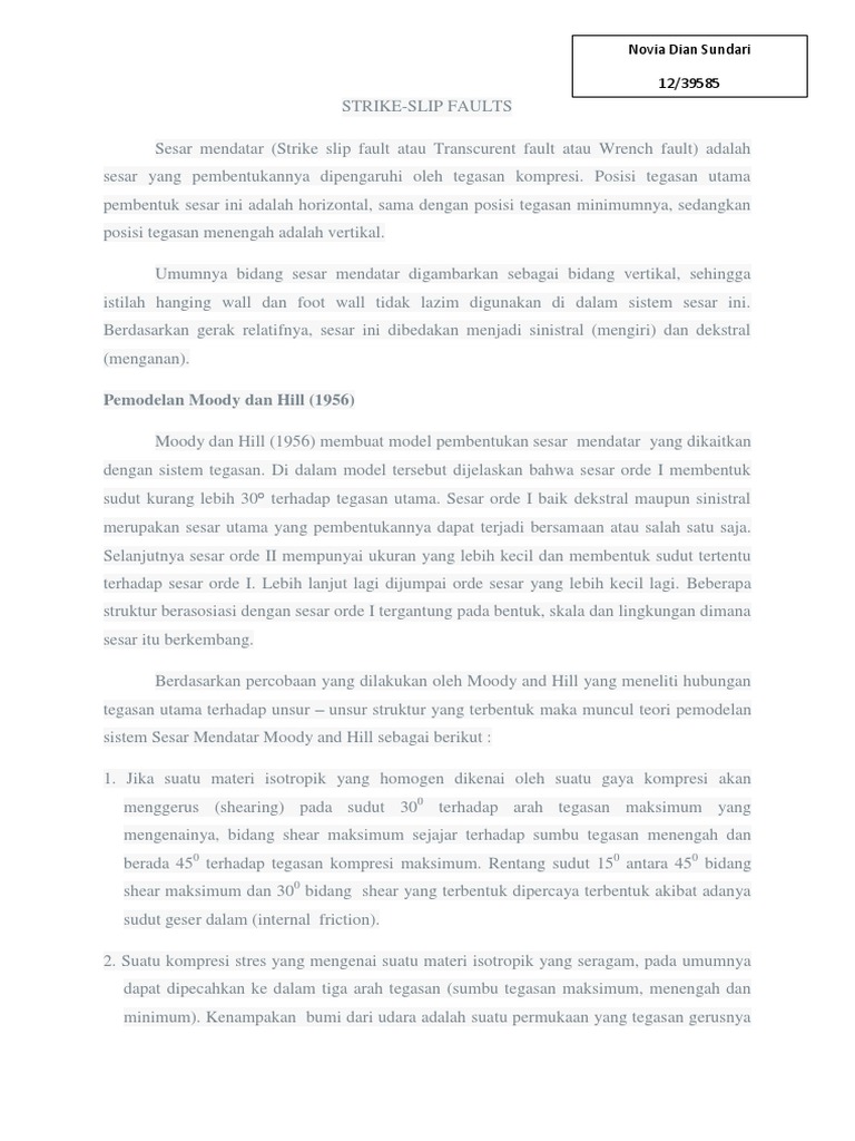 Pemodelan Sesar Mendatar dan Riedel | PDF