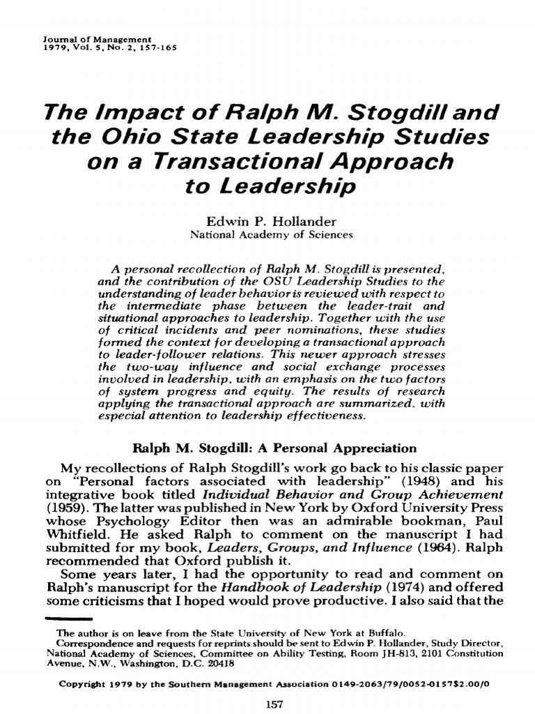 Stogdill, 1948 | Goal | Leadership
