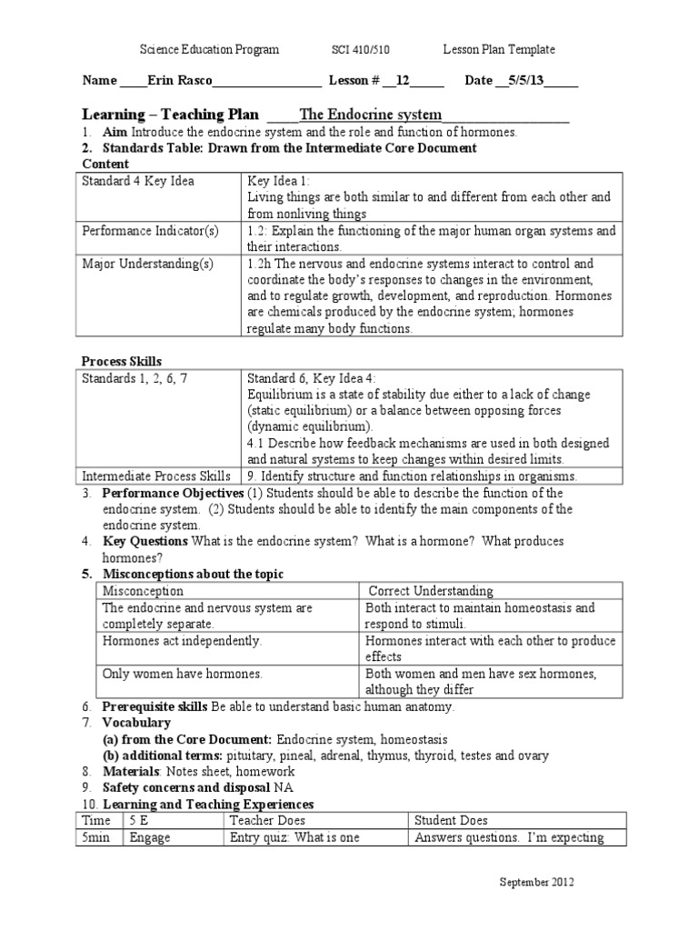 Lesson Plan Endocrine