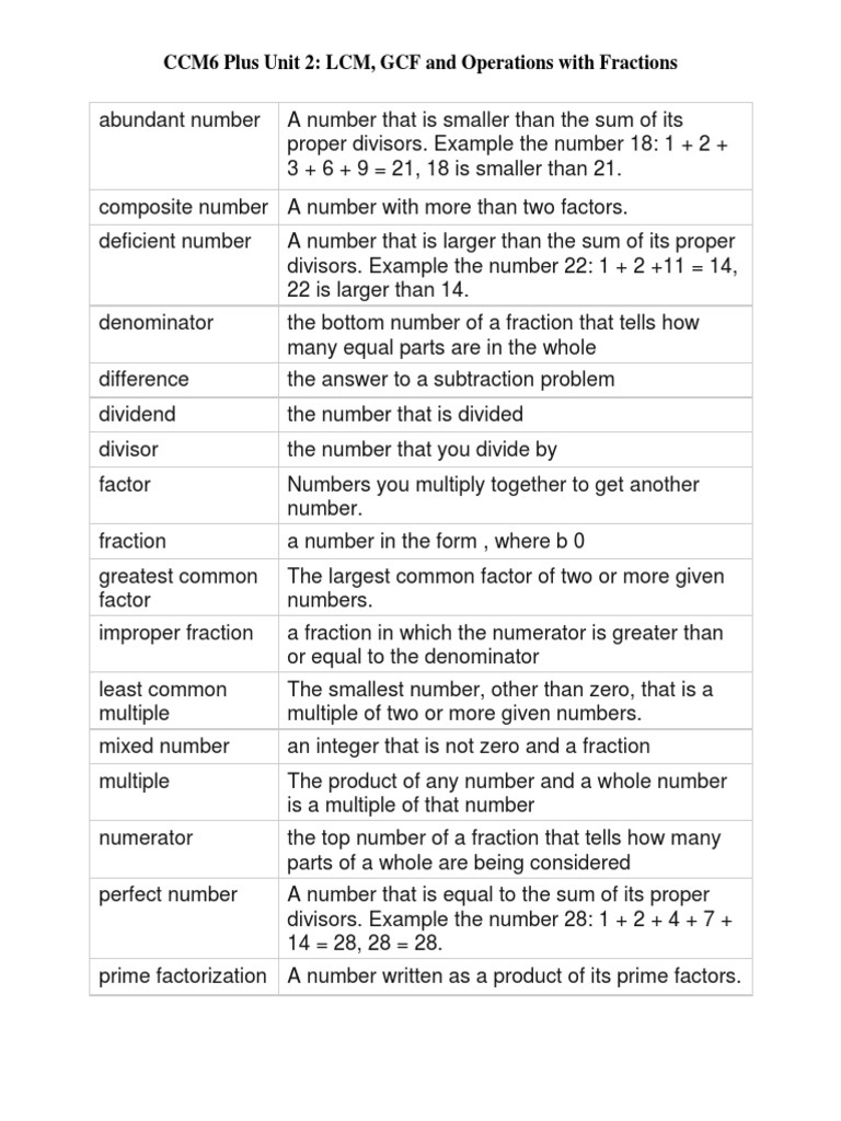 LCM, GCF, and Fraction Operations Guide | PDF