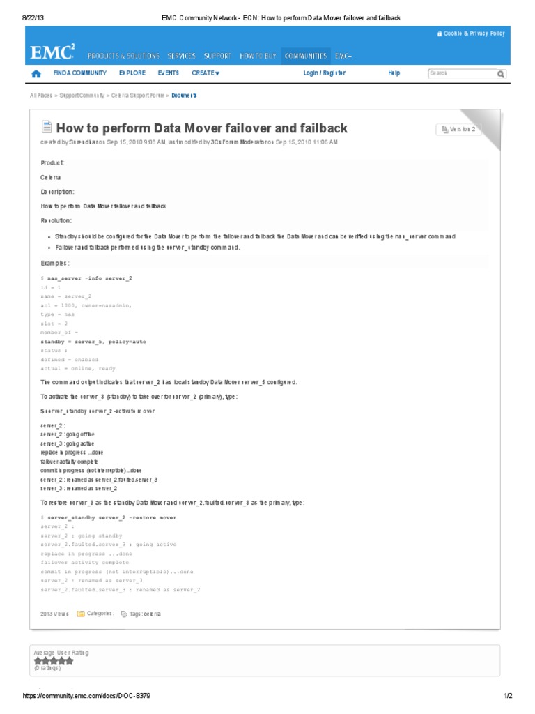 How To Perform Data Mover Failover and Failback | PDF | Information ...