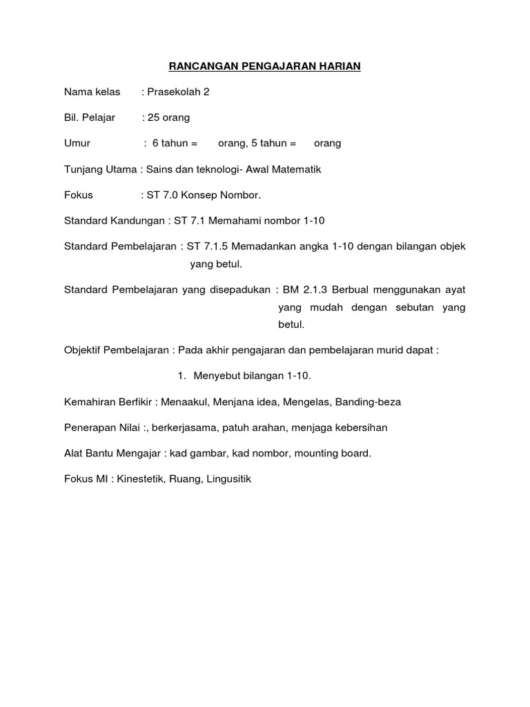 Rph Matematik Prasekolah Pdf