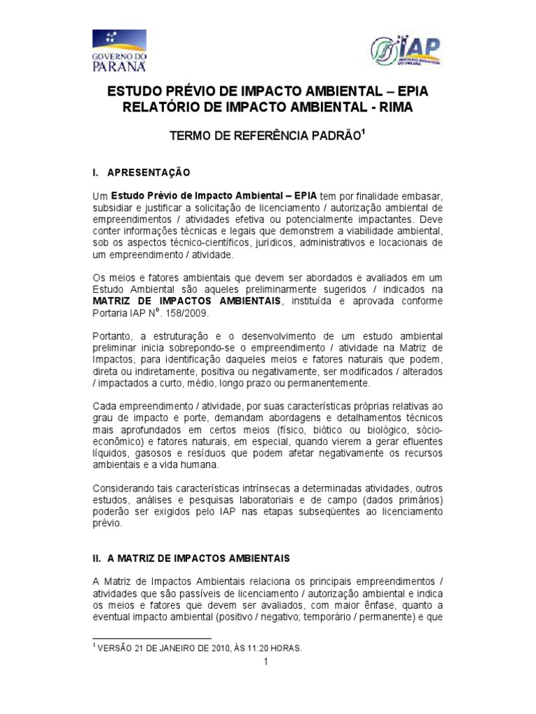 Estudo Previo Impacto Ambiental Relatorio Impacto Ambienta Epia Rima ...