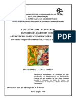 A Influência da Cultura e da Experiência Decisória sobre a Percepção do processo decisório individual  Um estudo comparativo entre Brasil, França e Estados Unidos