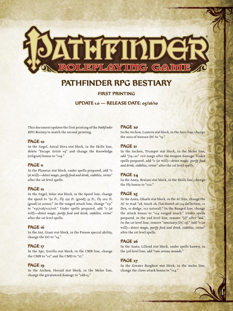 bestiary pathfinder pdf errata