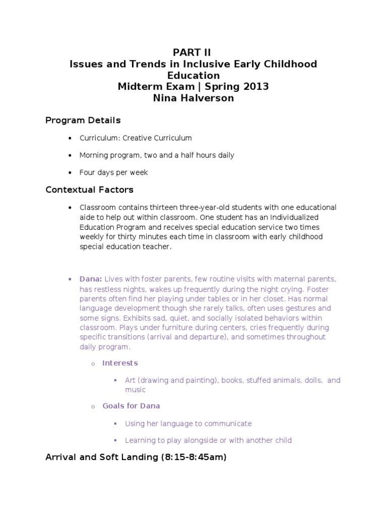 ece midterm Early Childhood Education Classroom