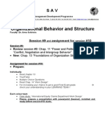 Organizational Behavior and Structure: Session #9 Assignment For #10