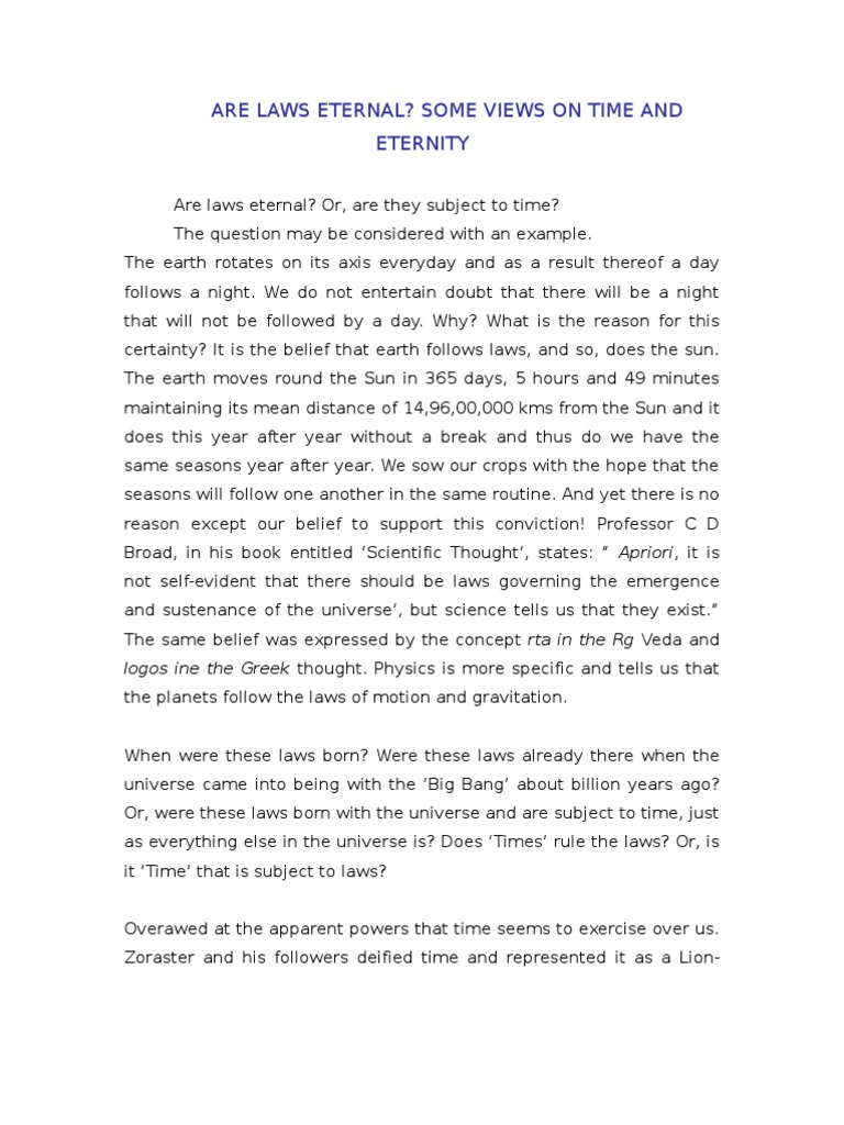 Are Laws Eternal | PDF | Time | Universe
