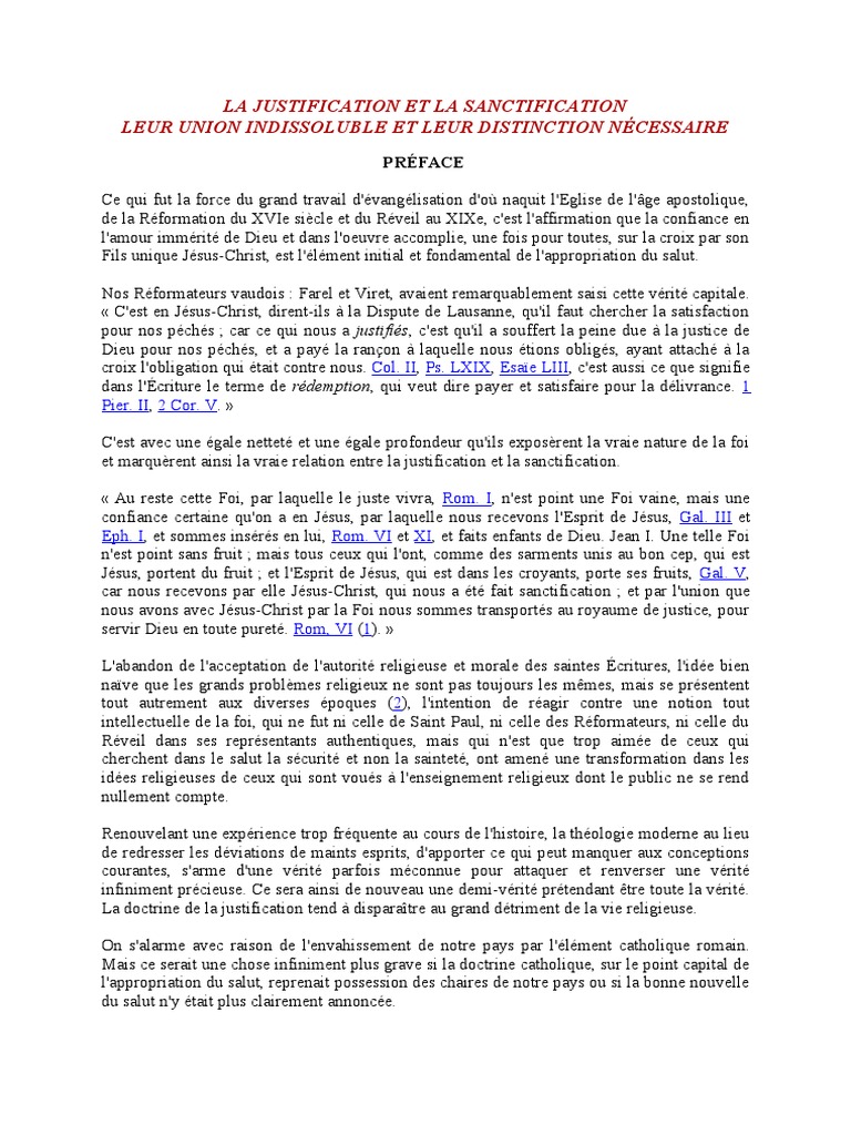 Justification et Sanctification Unies | PDF | Justification (Théologie ...
