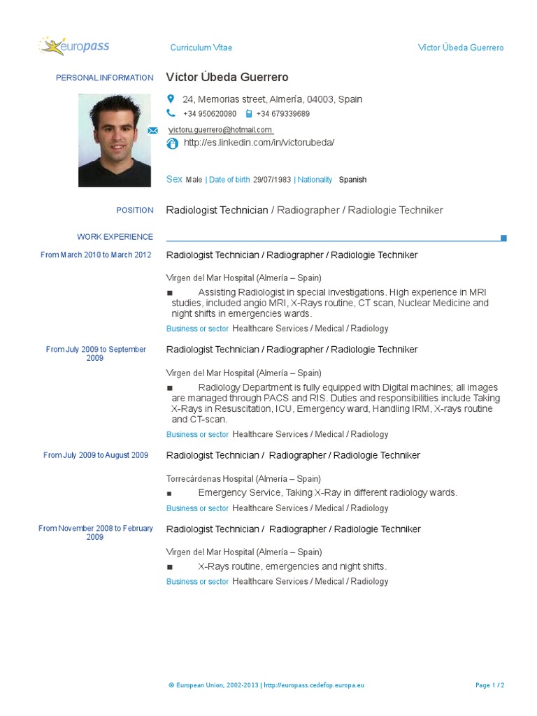 Radiologist CV of Víctor Úbeda | PDF | Radiology | Medical Tests