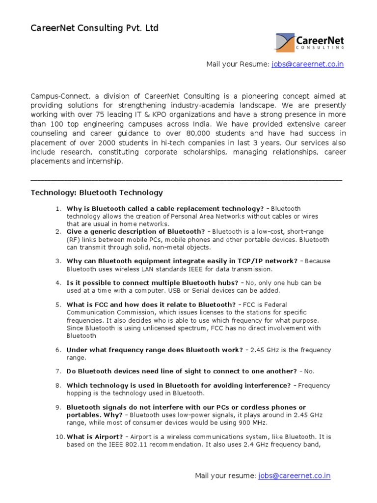 Bluetooth Technology Overview and Insights | PDF | Bluetooth | Federal ...