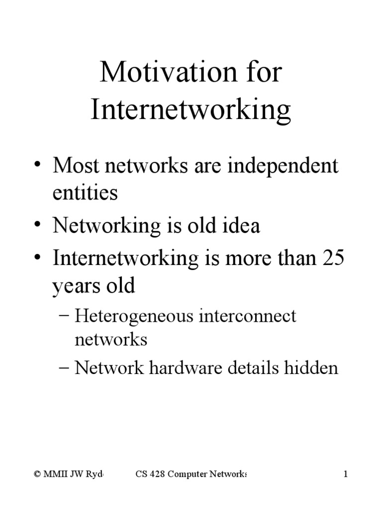 Motivation For Internetworking | PDF | Internet Protocol Suite ...