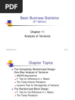 Basic Business Statistics: Analysis of Variance