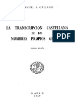 Galiano Manuel F La Transcripcion Castellana de Los Nombres Propios Griegos